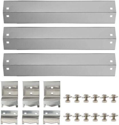 YIHAM KS756 Replacement Parts for Chargriller Duo 5050 3001 5650 5072 3030 Models, 18 15/16 inch Heat Shield Plate with Support Bracket, Stainless Steel, Set of 3