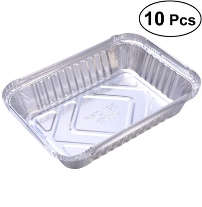 Yarnow 10 Pack Aluminum Foil Drip Pans, Disposable Aluminum Foil BBQ Grease Pans, Grill Drip Pan Liners to Catch Grease