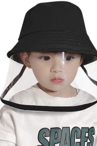 Zaocz Kids PPE Full Face Safety Face Shields Protective Cap for Children Anti Saliva Isolation Full Shield Hat Adjustable Size (Black)