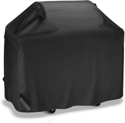 iDepot Gas Grill Cover 64 Inch, Heavy Duty Waterproof Barbecue Cover, Outdoor Charcoal Grill Cover, UV Resistant, All Weather Protection for Weber Char-Broil Dyna-Glo Kenmore Grills and More, Black