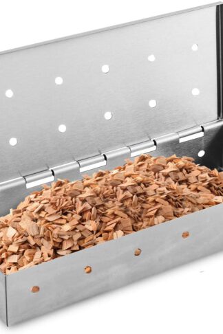 Kaluns Smoker Box for Wood Chips Great for Use on Your Gas or Charcoal BBQ Grill to add Delicious Smoked Flavor to Your Meat Hinged Lid Thick Stainless Steel WARP Free Grilling Accessory