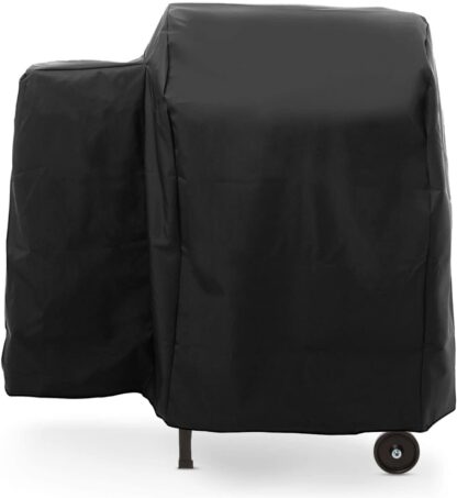 SunPatio Outdoor Heavy Duty Waterproof Grill Cover for Traeger 20 Series Wood Pellet Grill and Smoker, Junior, Tailgater and More, Full Length Barbecue Grill Cover, All Weather Protection, Black