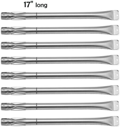 YIHAM KB826 Grill Parts for Bakers & Chefs ST1017-012939, Members Mark 8 Burner, Grill Chef BIG-8116, Uniflame GBC1059WB, Sams Club, BBQ Pipe Tube Burner Replacement 17 inch, Stainless Steel, Set of 8