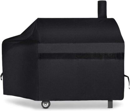 iCOVER Offset Smoker Cover, 60 inch Charcoal Pellet Grill Smoker Cover 600D Heavy Duty Waterproof BBQ Smoker Cover for Brinkmann Char-Broil Weber Nexgrill New Braunfels Oklahoma Joe's