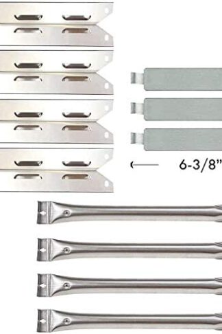Set of 4 Burners, 4 Heat Plates and 3 Crossover Channels for Replacement Kit for Kenmore 146.34611410, 146.23678310, 146.10016510, 146.16197210, 146.16132110, 146.34461410, 146.16142210, 146.23679310