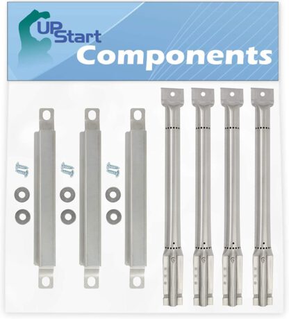 UpStart Components 3 BBQ Grill Burner Crossover Tube & 4 Tube Burner Replacement Parts for Kenmore 415.16128010 - Compatible Barbeque Carry Over Channel Tube & Pipe Burners