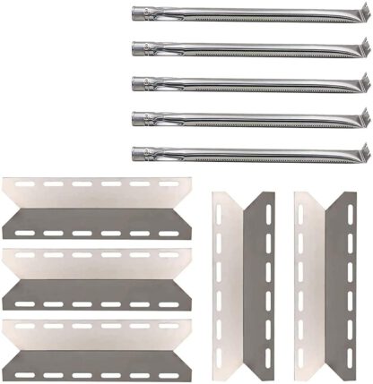 BBQ-Element Grill Replacement Parts for Charmglow 720-0234, 720-0289, Heat Plate Shields Burner Cover and Pipe Burner Tubes for Nexgrill 720-0033, 720-0234, 720-0289, Kirkland 720-0025