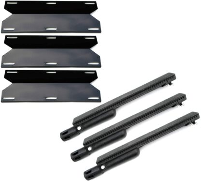 Direct Store Parts Kit DG223 Replacement for Jenn Air Gas Grill Repair Kit Gas Grill Burner and Heat Plate- 3 Pack (Cast Iron Burner + Porcelain Steel Heat Plates)
