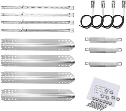 Hisencn A Series Grill Parts Kit for Charbroil Advantage Series 4 Burner 463240015, 463240115, 463343015, 463344015 Gas Grill, 304 Stainless Burner, Heat Plate, Carryover Tube Replacement Parts