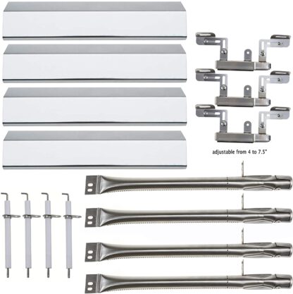 Hisencn Repair kit Replacement for Brinkmann 810-3660-S, 810-3660-F, 810-4557-0, 810-4457-F Grill Models, Stainless Steel Grill Burner Tube, Adjutable Carry Over Tube, Heat Plate Tent, Igniter