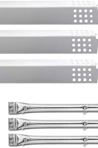 Uniflasy Grill Burner Tube Heat Plates Shield and Crossover Tube Gas Grill Repair Replacement Parts Kit for Charbroil Commericial T47-D 463241414 463241413 463241314 463241313 463241013