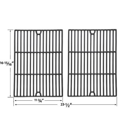 2 PACK REPLACEMENT GLOSS CAST IRON COOKING GRIDS FOR PATIO CHEF SS48, SS54, SS64, SS64LP, SS64NG AND BRINKMANN 2500, 2500 PRO SERIES, 2600, 2700, 2720, 4425, 4445 GAS GRILL MODELS
