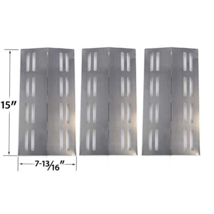 3 PACK REPLACEMENT STAINLESS STEEL HEAT PLATE FOR BARBEQUES GALORE 3BENDLP, MEMBERS MARK REGAL04CLP, CHARBROIL 463742111, PATIO CHEF SS42, SS54, GRAND HALL REGAL04CLP GAS GRILL MODELS