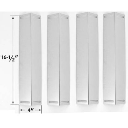 4 PACK REPLACEMENT STAINLESS STEEL HEAT SHIELD FOR UNIFLAME GBC1076WE-C, GBC976W, CHARBROIL, BRINKMANN & MASTER CHEF GAS GRILL MODELS