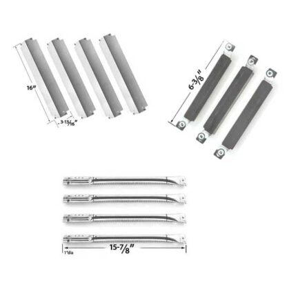 REPAIR KIT INCLUDES 4 STAINLESS HEAT PLATES, 4 STAINLESS STEEL BURNERS AND 3 CROSSOVER TUBES FOR KENMORE 415.16942010 GAS GRILL MODELS