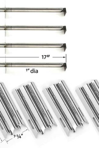 REPAIR KIT INCLUDES 4 STAINLESS STEEL BURNERS AND 4 STAINLESS STEEL HEAT SHIELDS FOR VERMONT CASTINGS VCS5007N GAS GRILL MODELS