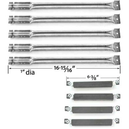 REPAIR KIT INCLUDES 5 STAINLESS STEEL BURNERS AND 4 STAINLESS STEEL CROSSOVER TUBES FOR CHARBROIL 464223210, 464223610 GAS GRILL MODELS