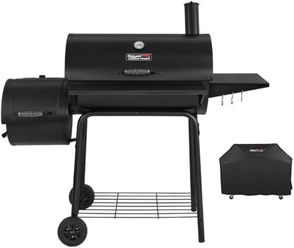 Royal Gourmet CC1830SC Charcoal Grill Offset Smoker with Cover, 801 Square Inches, Black, Outdoor Camping