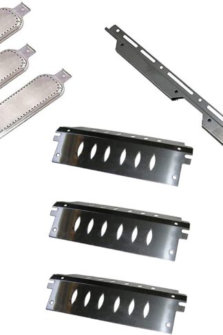 DELSbbq Stainless Steel Burner Support Bracket, 3 pcs Stainless Steel Heat Plate, 3 pcs Stainless Steel Burners, Replacement Part Kit for Charbroil, Kenmore and Others