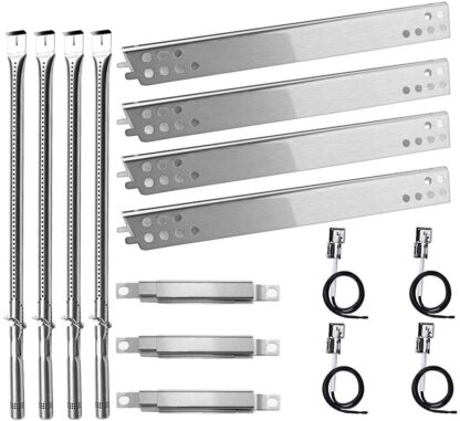 QZDG Repair Kit, Stainless Steel Heat Plate Tent Shield, Grill Pipe Burners, Adjust Carryover Tube Replacement for Char-Broil 4754 Burner 463673517, 463673017, 463376018P2, 463376117 Gas Grills
