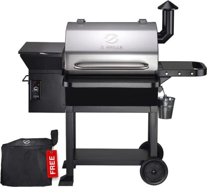 Z GRILLS ZPG-10002E 2020 New Model Wood Pellet Grill & Smoker, 8 in 1 BBQ Grill Auto Temperature Control, 1060sq, 1060 sq in Stainless