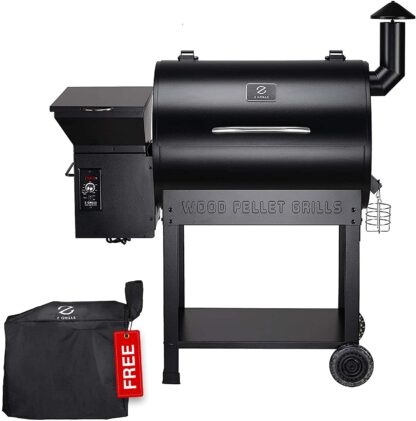 Z GRILLS ZPG-7002B 2020 Upgrade Wood Pellet Grill & Smoker, 8 in 1 BBQ Grill Auto Temperature Controls, 700 sq inch Cooking Area, Black