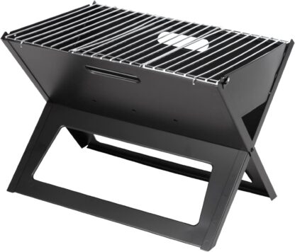 Fire Sense 60508 Notebook Charcoal BBQ Grill 3.5mm Cooking Bars Instant Foldable & Easy Portability For Outdoor Barbecues Camping Traveling Picnics Garden Beach Party - Black
