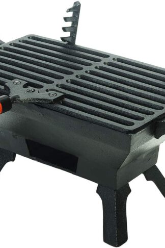 Sungmor Small Rectangle Cast Iron Charcoal Grill Stove, 12.4 by 6.8 Inch, Heavy Duty Tabletop BBQ Grill, Indoor Outdoor Portable Steak Chicken Meat Cooker, Camping Picnic Party Barbecue Smoker Grill