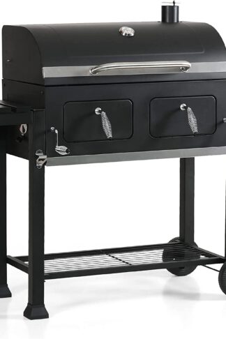 Captiva Designs Extra Large Charcoal BBQ Grill with Oversize Cooking Area(794 sq.in.), Outdoor Cooking Grill with 2 Individual Lifting Charcoal Trays and 2 Foldable Side Tables