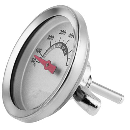 1.85 Inch BBQ Thermometer Gauge for Multiple Grills and BBQ Smokers, Barbecue Grill Temperature Gauge Replacement Parts, Silver