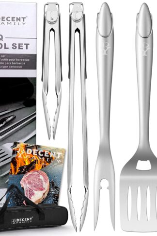BBQ Accessories Grill Tools Set, 6PC BBQ Tools Set with Spatula, Basting-Brush, Tongs, Fork&Bag - Premium Stainless Steel Grill Accessories - Ideal Grilling Gifts for Men - Heavy Duty Grill Set