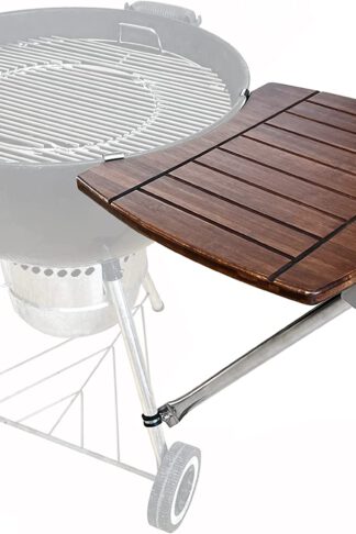 Bamboo Grill Table for 22" Weber Original Kettle Charcoal Grills,Grill Table Shelf for 22 in Weber Mast Touch Grill,Detachable Grill Side Shelf Weber Accessories,Sturdy Grill Side Table for Weber