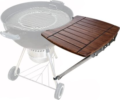 Bamboo Grill Table for 22" Weber Original Kettle Charcoal Grills,Grill Table Shelf for 22 in Weber Mast Touch Grill,Detachable Grill Side Shelf Weber Accessories,Sturdy Grill Side Table for Weber