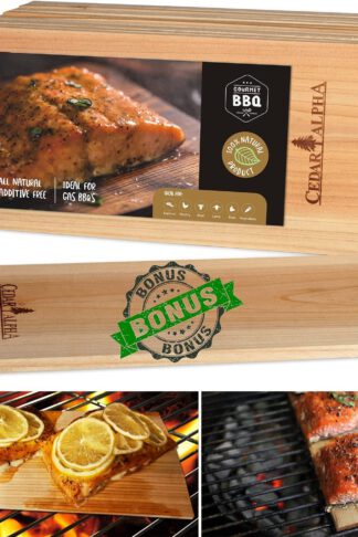 Devastating 13 Pk Cedar Planks for Grilling Salmon, Old Growth Solid Pacific Cedar, Better Aroma Cedar Flavor to Salmon, Fish, Seafood, Meat,Veges. Completely Smooth Surfaces
