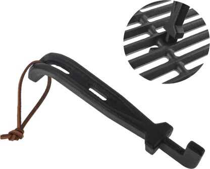 EasiBBQ Cast Iron Grill Grate Lifter, Barbecue Universal Grid Lifter, Hot Surfaces handling Lifter Gripper for Most Charcoal Grills and Gas Grills
