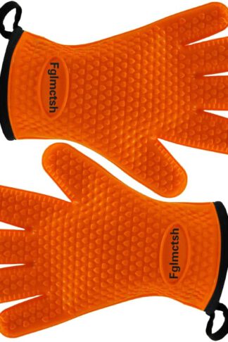 Fglmctsh Silicone Cooking Gloves , BBQ Mitt , Kitchen - Safe Handling of Pots and Pans , Extreme Heat Resistant BBQ, Internal Protective Cotton Layer - Heat Resistant Oven Mitt for Grilling