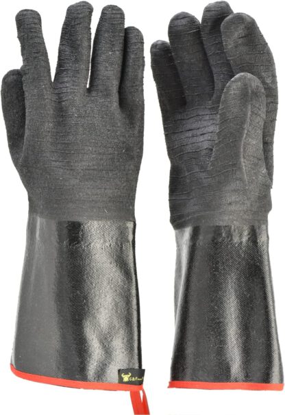 G & F Products 8119-13Inch Cooking Gloves Food Safe No BPA Insulated Waterproof, Oil Proof Heat Resistant BBQ, Smoker, Grill, and Outdoor Neoprene Material, 13 Inch Long, Black