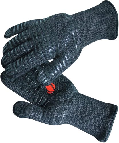 GRILL HEAT AID BBQ Gloves Heat Resistant 1,472℉ Extreme. Dexterity in Kitchen to Handle Cooking Hot Food in Oven, Cast Iron, Pizza, Baking, Barbecue, Smoker & Camping. Fireproof Use for Men & Women