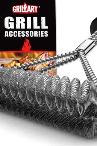 GRILLART Grill Brush Bristle Free & Wire Combined BBQ Brush - Safe & Efficient Grill Cleaning Brush- 17" Grill Cleaner Brush for Gas /Porcelain/Charbroil Grates - BBQ Accessories Gifts for Men