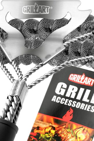 GRILLART Grill Brush for Outdoor Grill Bristle Free - Safe BBQ Grill Cleaner Brush - 17" BBQ Brush for Grill Cleaning Kit -Stainless Grill Cleaning Brush BBQ Grill Accessories Tools- Gifts for Men Dad
