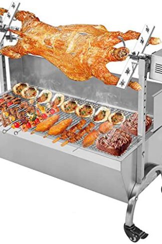 Generic 132LBS 46.46" Lamb Pig Goat Charcoal Barbeque Grill Spit Rotisserie Hog Roasting Machine with Wind Shield Motor