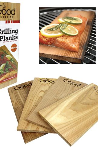 Good Cooking Grilling Planks - Outdoor Barbeque Smoking Grill Planks - Set of 4 Cedar Flavored