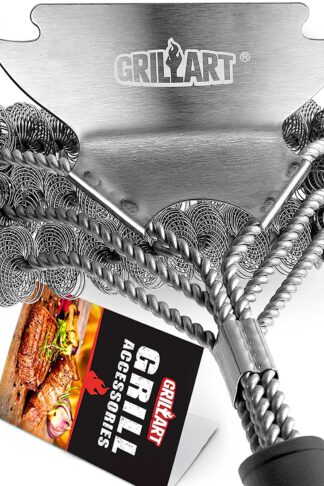 Grill Brush and Scraper Bristle Free – Safe BBQ Brush for Grill – 18'' Stainless Grill Grate Cleaner - Safe Grill Accessories for Porcelain/Weber Gas/Charcoal Grill – Gifts for Grill Wizard