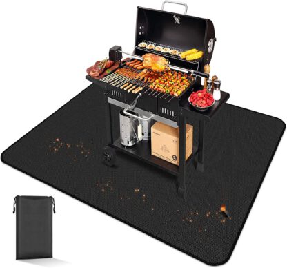 Grill Pit Mat EC TECH, 60 x 48 Inch Grill Mat Under Desk, Double-Sided Fireproof Oil-Proof Mats for Fire Pit, Grill Mats for Outdoor Grill, Charcoal, Gas Grills, Smokers, BBQ