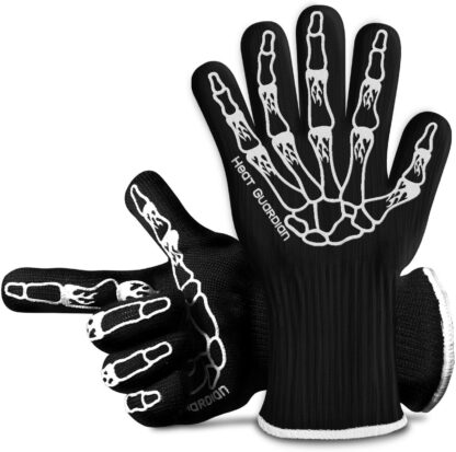 Heat Guardian Heat Resistant Gloves – Protective Gloves Withstand Heat Up To 932℉ – Use As Oven Mitts, Pot Holders, Heat Resistant Gloves for Grilling – Features 5” Cuff for Forearm Protection