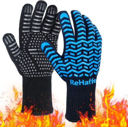 Heat Resistant Gloves for Grilling 1472 F,Breathable Anticut Ove Glove Oven Mitts with Non-Slip Silicone,Food Grade Protective Long Baking Gloves for Oven Cooking Outdoor Barbeque Grilling and Smoking