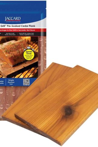 Jaccard 201406 Ready 2 Grill Pre-Soaked Cedar Plank, Small, (2-planks), Grilling Accessories – Wood Plank Serving Board