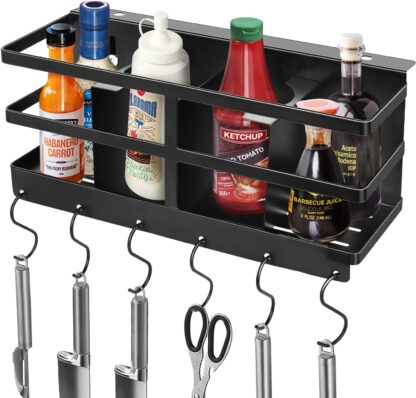 KGDJS Grill Caddy, Upgraded BBQ Caddy Designed for 28"/36" Blackstone Griddles, Removable Griddle Caddy, Space Saving BBQ Accessories Storage Box, Free Drilling Hole & Easy to Install (Black)