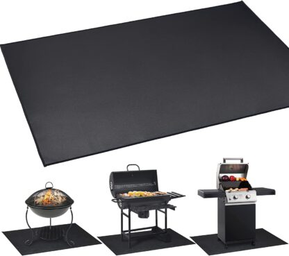 Large Under Grill Mat 60 ×42 Inch for Outdoor Charcoal, Flat Top, Smokers, Gas Grills, Deck and Patio Protective Mats, Fireproof Grill Pads, Indoor Fireplace Mat Prevents Ember Damage Wood Floor
