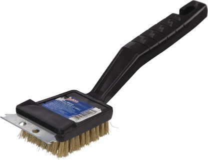 Quickie Grill Scrubbing Brush, Black, Crimped Bristles for Grill Cleaning with Scraper for Grill Grime